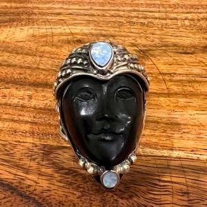Sajen Sterling and Opal Goddess Ring Sz 8+
